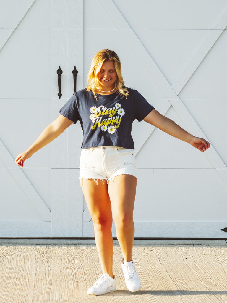 Stay Happy Cropped Tee