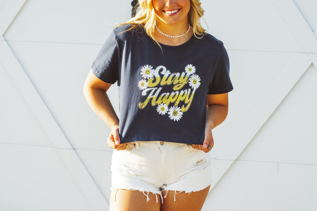 Stay Happy Cropped Tee
